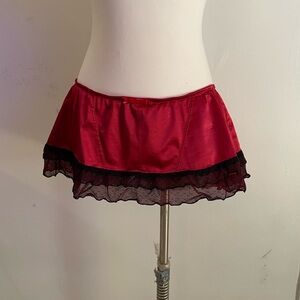 Cacique Red and Black Skirt with Lace Trim